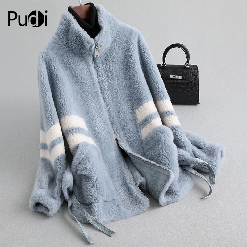 PUDI, Женское зимнее пальто из натуральной шерсти, короткая куртка на молнии, теплая куртка, пальто для девочек, Женская куртка, пальто, A19044
