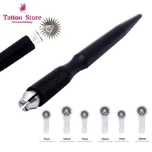 Полуперманентный макияж одноразовые микроблейдинг иглы ролик легко цвет микроблейдинг лезвия для тумана бровей с черной ручкой татуировки