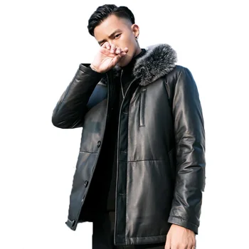 

Sheepskin Genuine Men Duck Down Winter Coat Mens Leather Jacket Chaqueta Cuero Hombre YY870