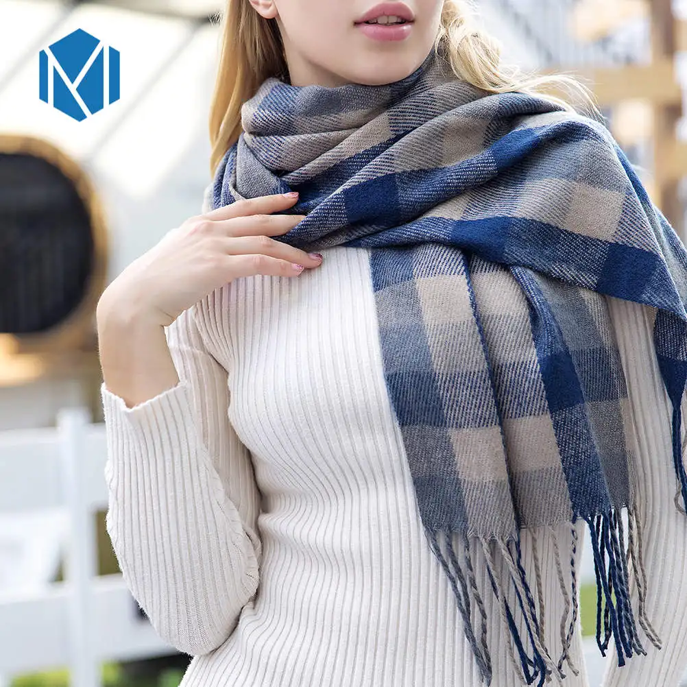 190*35 см женский осенне-зимний кашемировый плащ-шарф на заказ теплый длинный шерстяной широкий клетчатый платок с кисточкой дамское одеяло