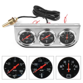 

2inch Oil Pressure Meter 52mm Car Panel Water Ammeter Gauge 3in1 Set Auto