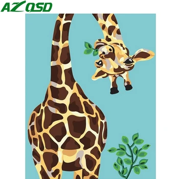 

AZQSD Oil Painting By Numbers Giraffe Canvas Painting Kits Decor For Home Paint By Number Unframe DIY Home Decoration