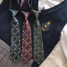 Японский галстук с принтом короны JK, Униформа, галстук для студентов, унисекс, галстук в стиле Харадзюку, школьная форма в полоску, галстук в стиле колледжа