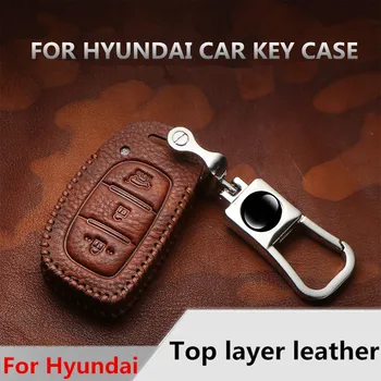 

For Hyundai I10 I20 I30 Tucson Creta IX20 IX25 IX35 Sonata Verna Solaris Santa Elantra Mistra HB20 Genuine Leather Car Key Cover