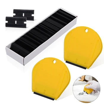 

EHDIS 100pcs Plastic Blade Car Tools+2pcs Vinyl Wrap Film Sticker Remover Razor Scraper Window Tint Carbon Fiber Wrap Squeegee