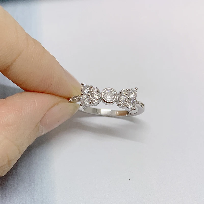 ZHOUYANG кольца для женщин, роскошные свадебные кольца с бантом и кубическим цирконием серебряного цвета, обручальное кольцо на палец, модное ювелирное изделие KCR226