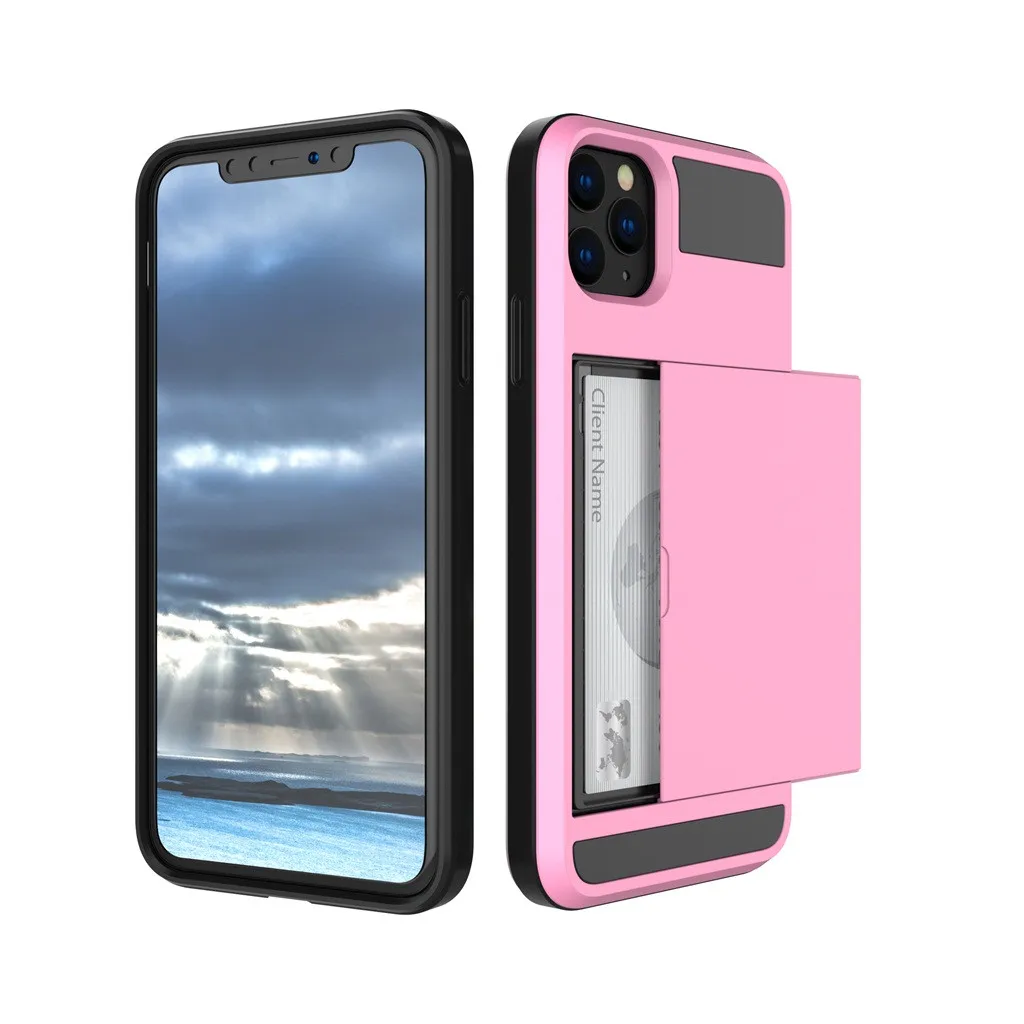 Slide Wallet Credit Card Slot PC Phone Case For iPhone 13 12 11Pro Max XR XS Max X 8 7 Plus Edge TPU Armor Shockproof Back Cover apple mag safe