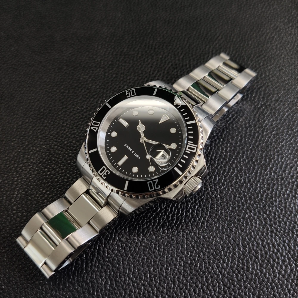 41mm black Новые модные кварцевые часы из нержавеющей стали 200 м водонепроницаемый металлический браслет Роскошный Черный ГОСТ дайвинг наручные часы для мужчин - Цвет: 41mm black