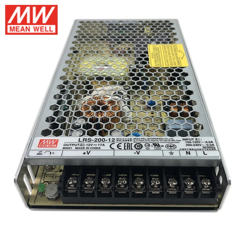 MEAN WELL LRS-200-12 200 Вт 12 в импульсный источник питания 110 В/220 В переменного тока до