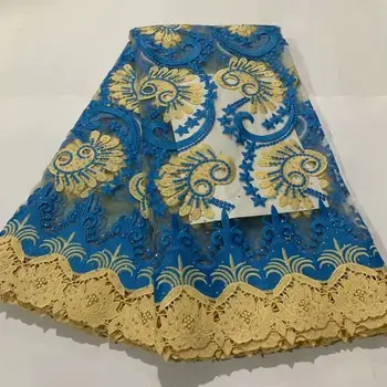 

Latest African Cord Lace Fabric With Stones Wholesale Price France Guipure Tulle Lace Fabric For Wedding Dress FT629