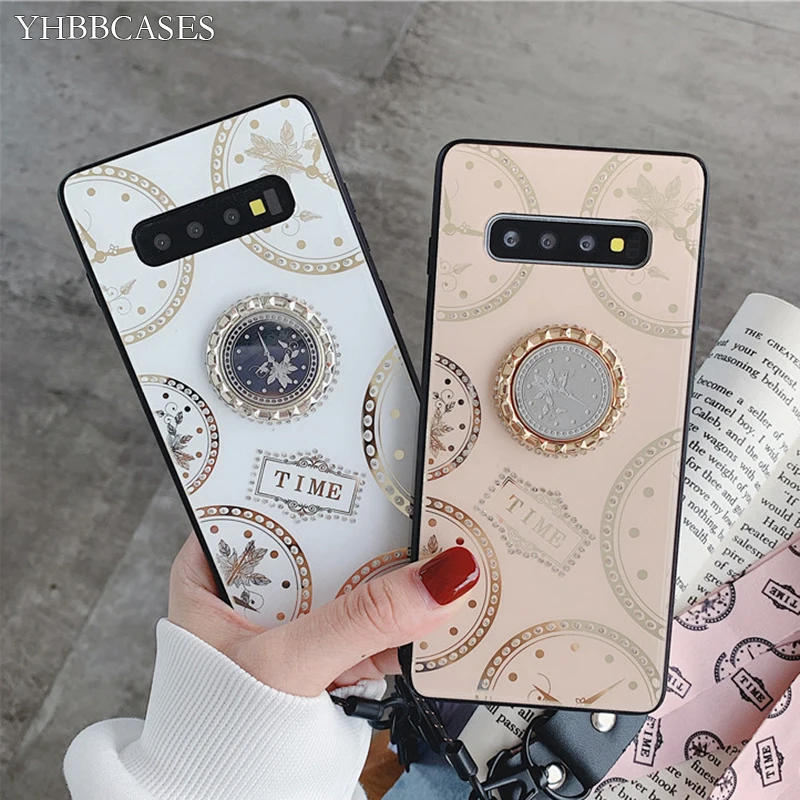 YHBBCASE для Samsung Note 10 8 9 Scrystal чехол телефона с часами Galaxy S10 S8 S9 Plus чехлы из закаленного