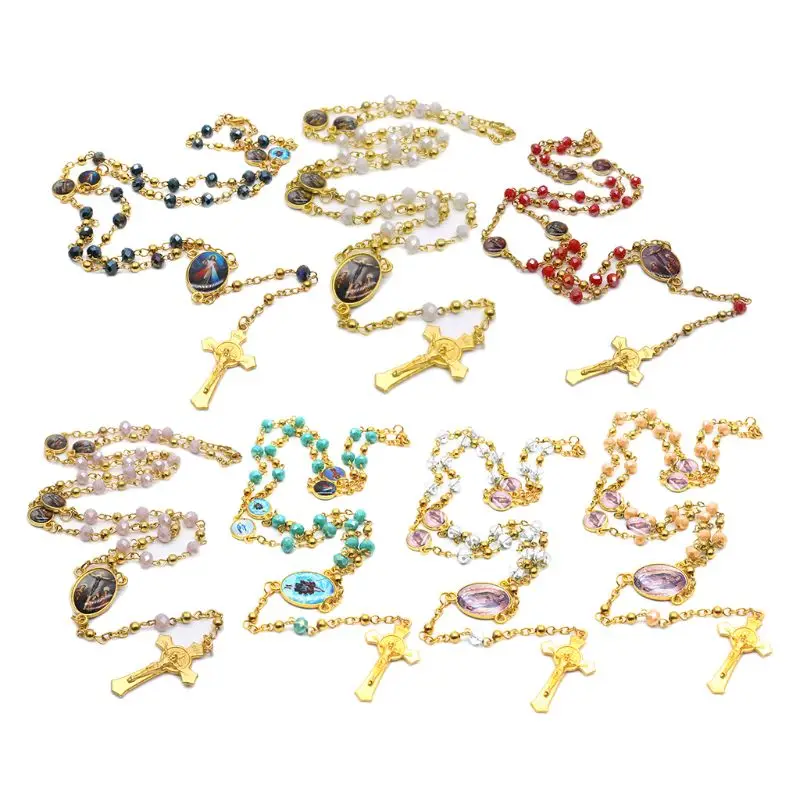 Подвеска с крестиком подвеска в виде четки христианская религия Хрустальная