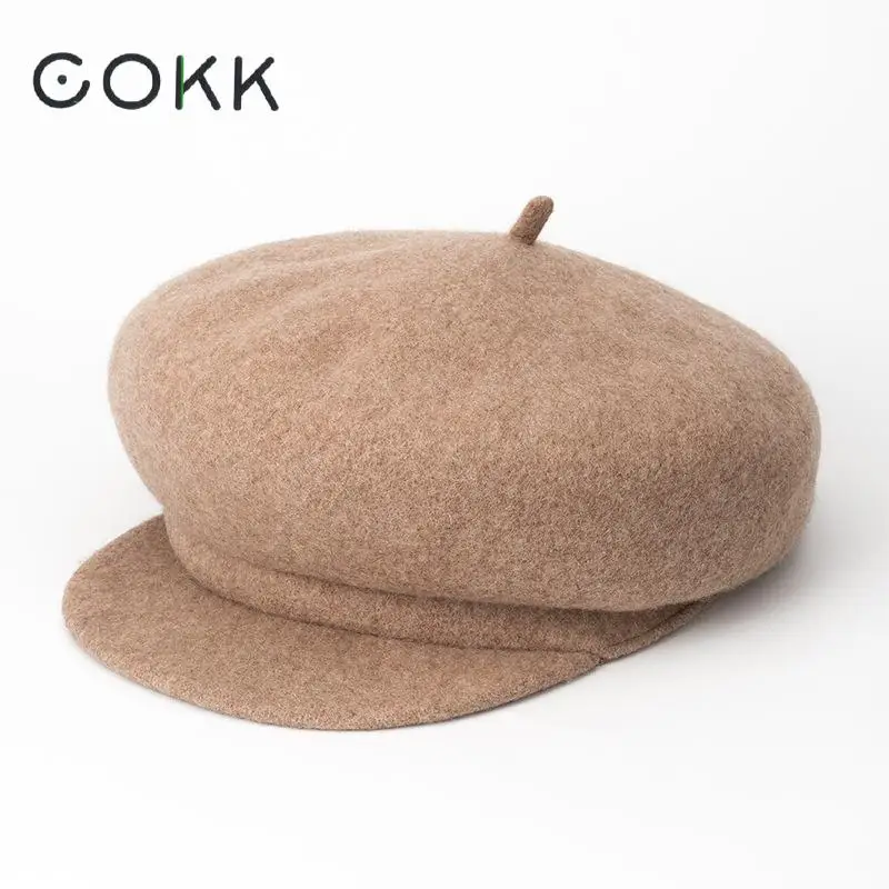 Шерстяной берет COKK сезон осень зима женские головные уборы Толстая теплая шапка