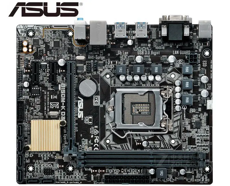 Оригинальная материнская плата для ASUS B150M-K D3 LGA 1151 DDR3 USB3.0 б/у настольного