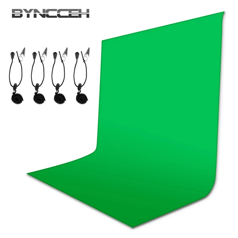 Arrière-plan Chromakey en Fiber de coton pour Studio Photo, avec 4 clips, toile de Fond verte pour photographie