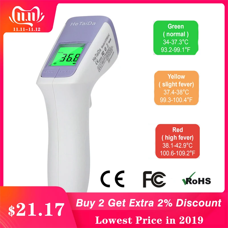 

Digital Forehead Thermometer Gun Non-contact Infrared Body Temperature Measurement Device for Baby/Adult Health Monitor