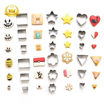 

24 Pcs/Set Stainless Steel Cookie Cutter Fondant Cake Baking Mold Round Heart Flower Star Shaped Biscuit Moulds
