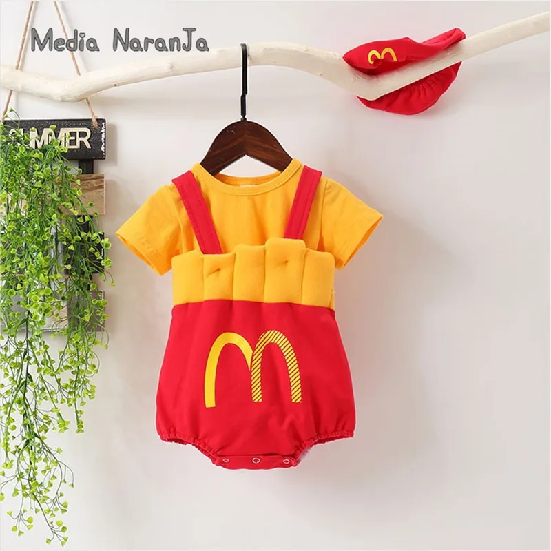INS/детская одежда для фотосессий; одежда для малышей с принтом «mcdonald's fries»; боди+ шапочка+ футболка; Забавный костюм для младенцев