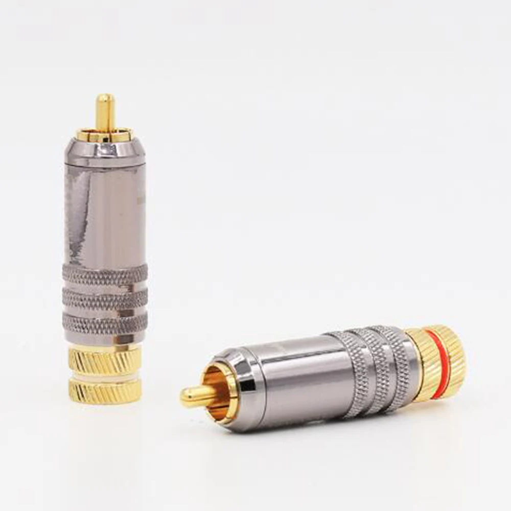 HI-end позолоченный RCA запирающий штекер, аудио, видео разъемы JACK, сигнальный провод межблочный RCA штекер
