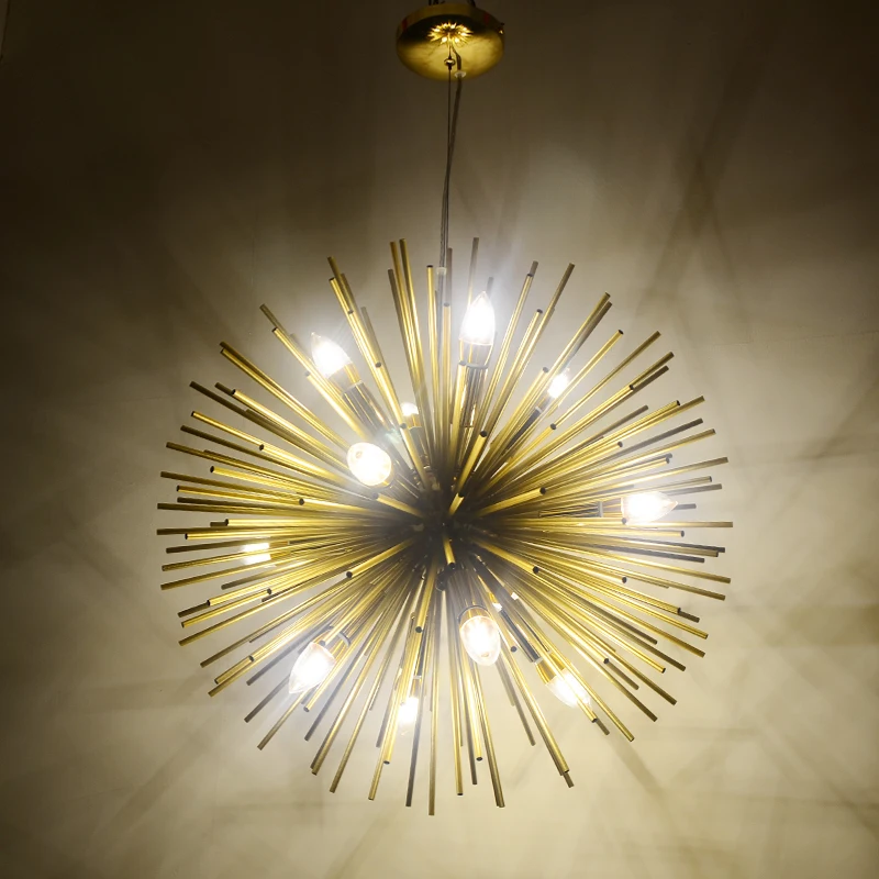 

Golden Dandelion Metal Designer Pendant Light Stainless Steel Bayonet Geometric Ball Pendant Lamp Hanging Lamps