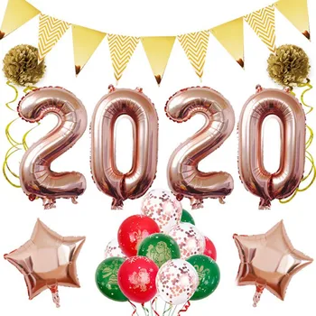 

1 Set 2020 New Year Letters Aluminum Film Balloon Set Window Shop Festival Decoration Balloons