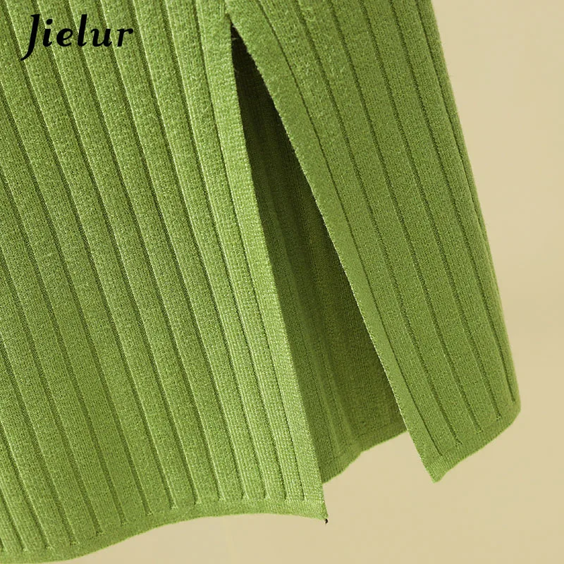 Jielur, НОВАЯ Трикотажная юбка, женская сумка, Вязанный свитер, юбка, толстая, Осень-зима, прямая, высокая талия, длинная