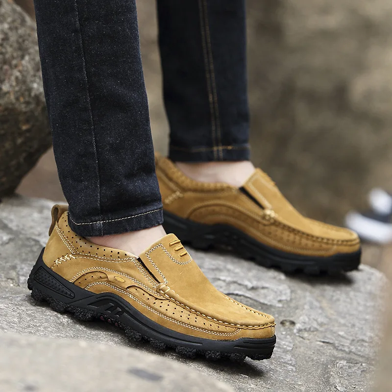 

genuine leather men cross-border walking shoes outdoor camping walking shoes ankle boots walking sneakers men