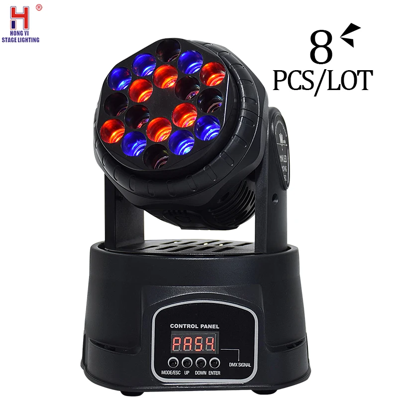 

Mini beam dj party lights rgb 18x3w moving head light of high quality with 13 channel DMX-512 for stage lighting 8pcs/lot