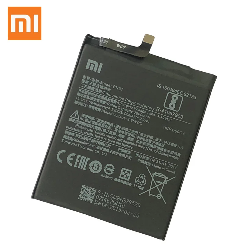 Оригинальный BN37 Мобильный телефон батарея для Xiaomi Redmi 6 6A 2900mAh Замена литий ионная