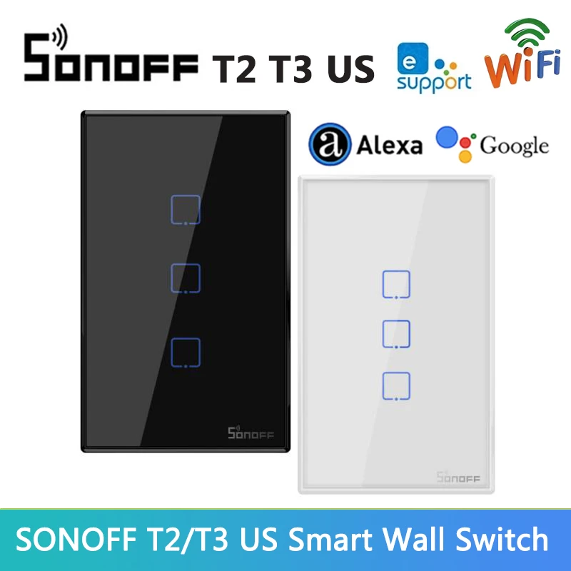 Умный выключатель света SONOFF T2/T3 US переключатель TX WiFi eWelink прерыватель настенный