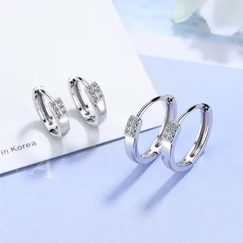 

Fashion Simple Round Circle Zircon Hoop Earrings With Silver Color Earrings For Women Jewelry Gifts