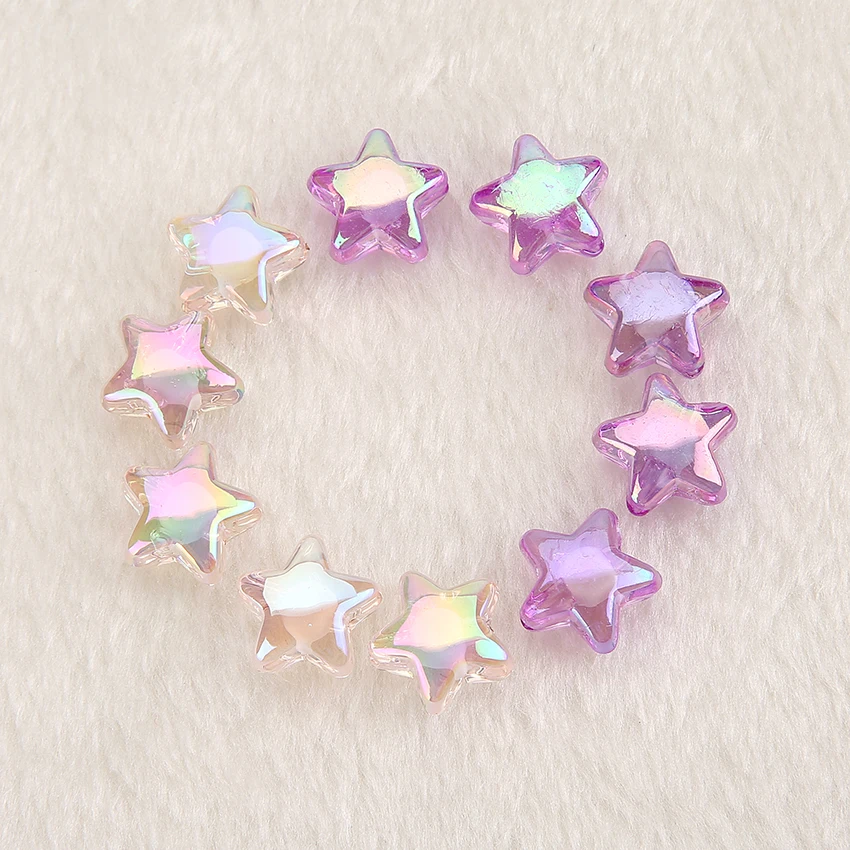

14pcs /lot kawaii Multicolor Cabochon resin star beads with hole for DIY Pendant and Charms