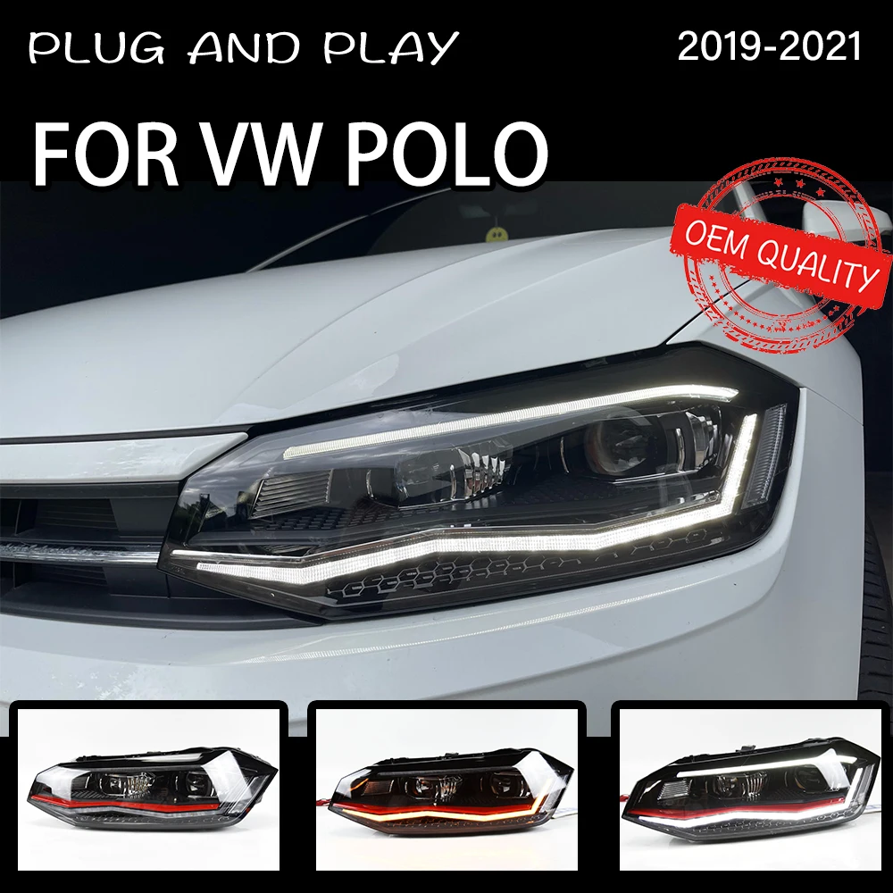 Фары для VW POLO 2019-2021 Автомобильные светодиодные DRL Hella 5 ксеноновые линзы Hid H7