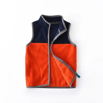 SVELTE/однотонная жилетка без рукавов из флиса для От 2 до 7 лет и мальчиков, шерстяная верхняя одежда, жакет осень-весна-зима, теплая - Цвет: Navy Orange