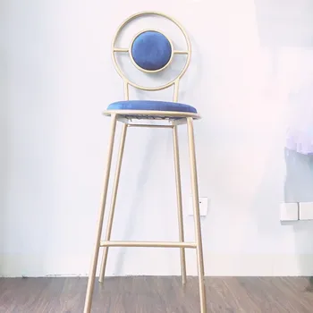 

Metal Bar Stool with Backrest High Stool Net Red Restaurant Bar Chair Milk Tea Dessert Shop High Bench Modern Home Decor Chair