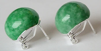 

hot sell new - simple style 925 Silver Natural Green jade Stud Earrings