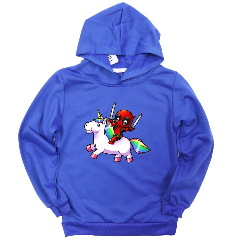 New Spring Sweatshirt Cotton Deadpool Unicorn Print Kids Boys Girls Clothes Long Sleeve Hoodies Spring Autumn Casual Tops