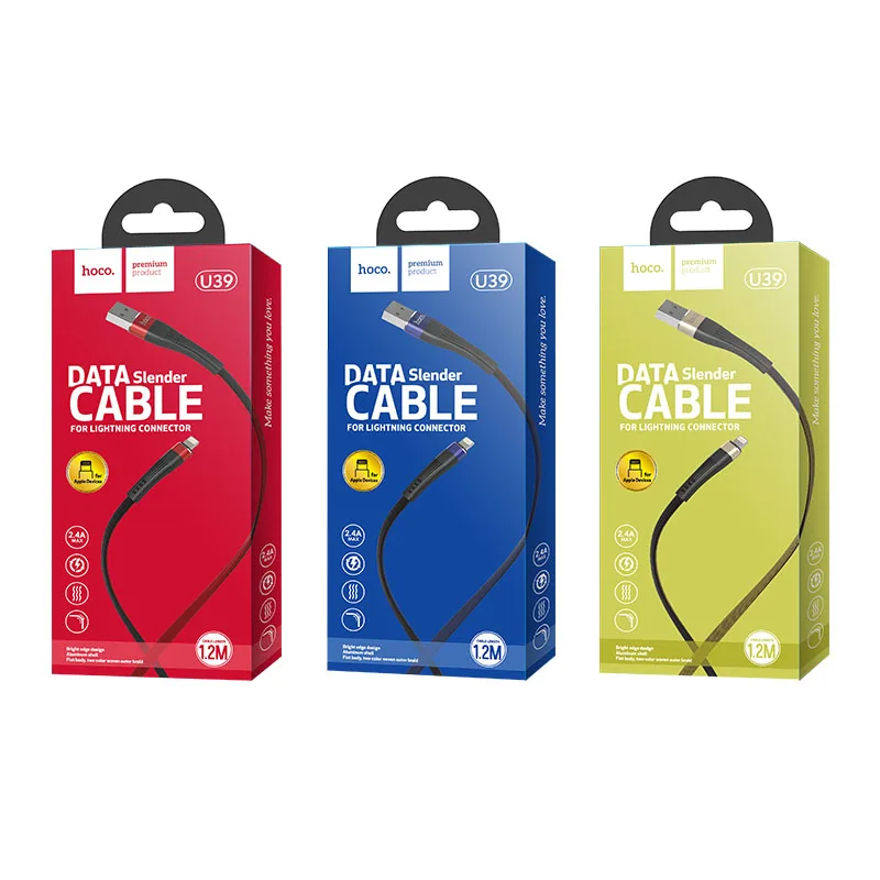 HOCO U39 24 шт./лот 1,2 м нейлоновый Прочный USB кабель для iPhone type-C кабель Micro кабель для samsung USB C провод зарядного устройства