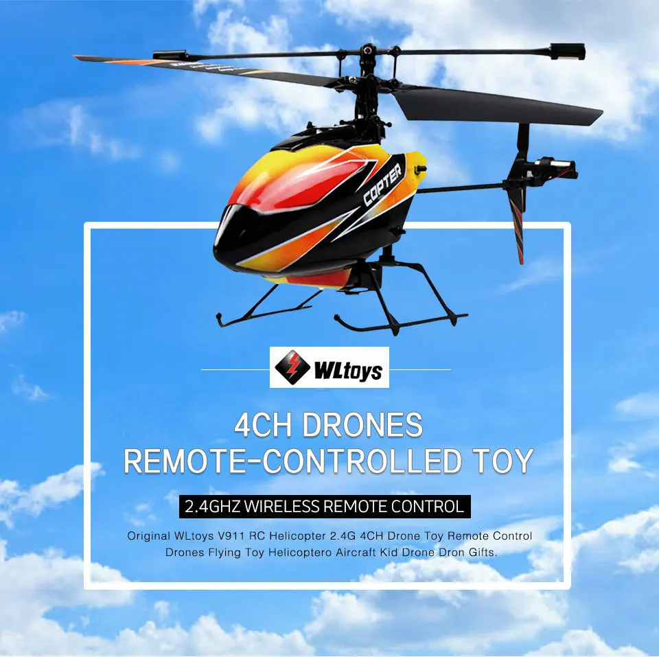 WLtoys V911 RC вертолет 2,4 г 4CH Дрон игрушка пульт дистанционного управления летающие дроны игрушка Aircraft tero летательный аппарат детский Дрон подарки