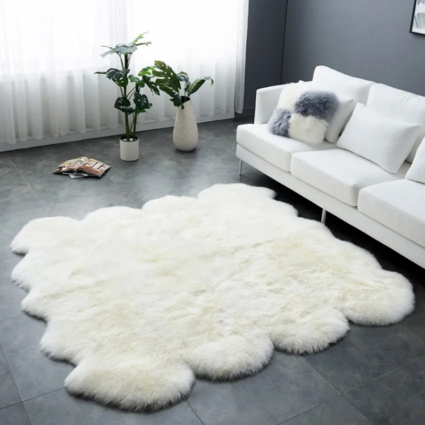 Big size Natural sheepskin rug 8P 180*200cm, shaggy sheep skin living room carpet for home decoration bedroom slide mat