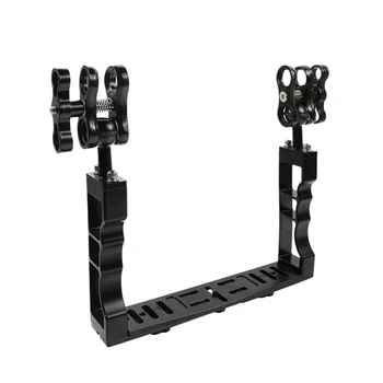 

PULUZ PU3040 Dual Handle Aluminium Diving Tray Stabilizer Rig with Dual Balls Aluminum Alloy Clamp for Underwater Camera Housing