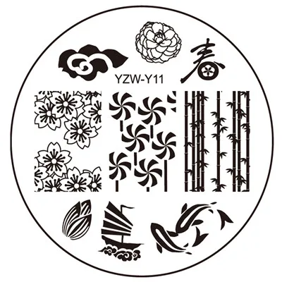 1Pc 20 Designs Available YZW-Y Stamping Plate Lace Starfish& Leopard Feather Clown Flower Nail Art Template - Цвет: Y11