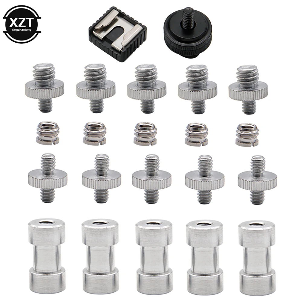 

4/6/22 Pcs 1/4 Inch and 3/8 Inch Converter Threaded Screws Adapter Mount Camera Hot Shoe Mount to 1/4 Set for Camera