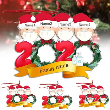 

Personalized 2020 Family Christmas Ornaments Family with Masks Family Customized Christmas Decorating Hanging Kit Creat SNO88