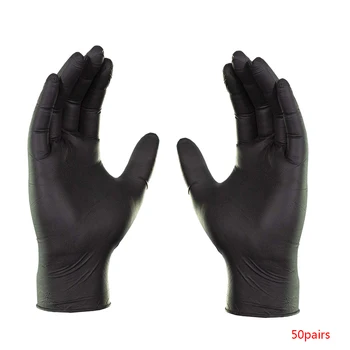 

50 Pair Food Grade Disposable Gloves Kitchen Garden Work Dishwashing Waterproof Nitrile Gloves Anti-slip Anti-Oil Wear-resistant