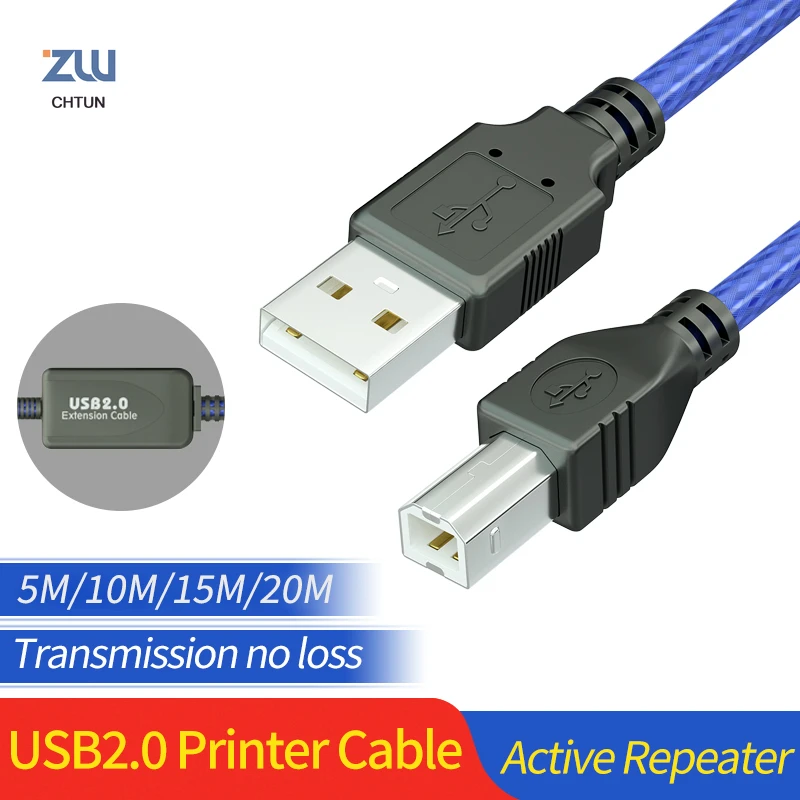 Кабель USB для принтера с активным ретранслятором кабель Type A папа-B папа 5 м 10 15 20 IC