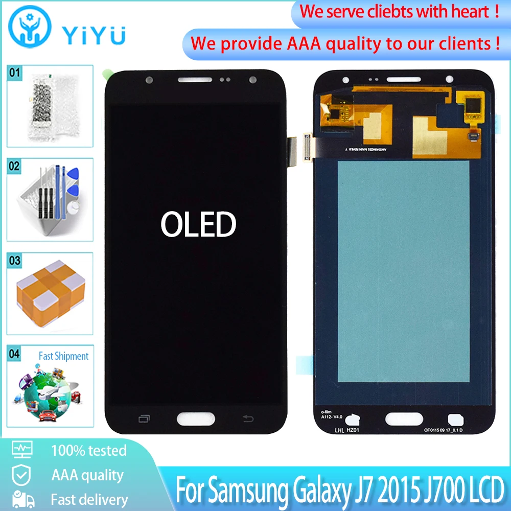 ЖК-дисплей 5 &quotAAA OLED для Samsung Galaxy J7 2015 J700 J700F J700M J700T дисплей с сенсорным экраном и
