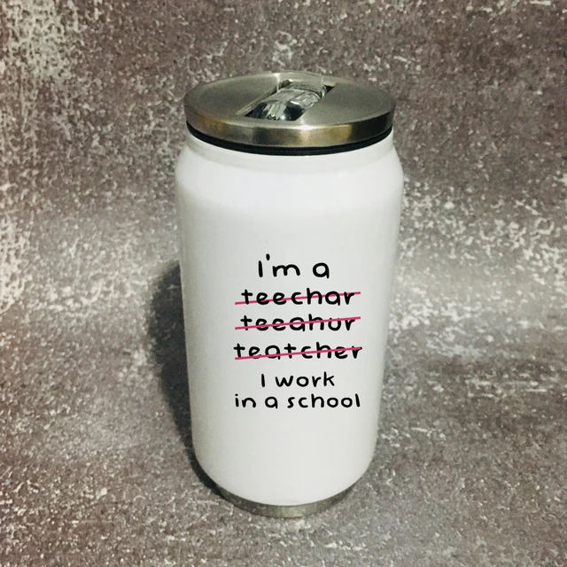 Personalised Engraved Teacher Gift 12oz Thermos Insulated Travel Cup Hot  Cold Coffee Tea 8 Colours Available 