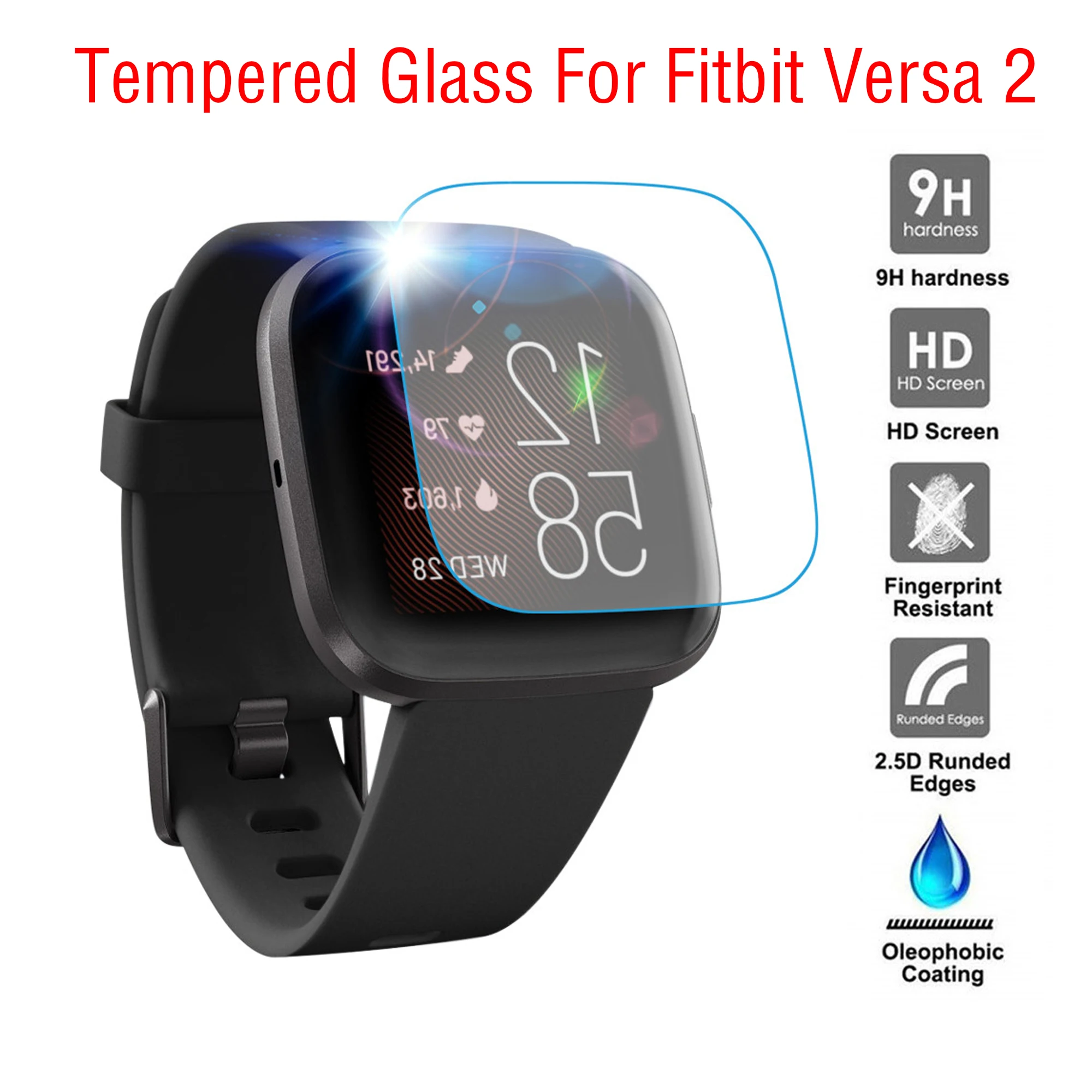 

1pcs/3pcs/5pcs Tempered Glass Films for Fitbit Versa 2 Band Smart Watch Screen Protector Covers Screen Protective Films Versa 2