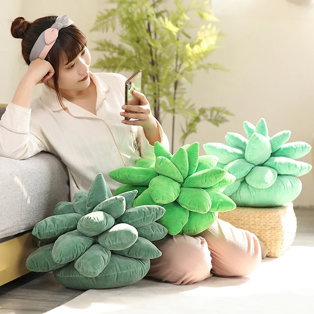 25/45cm Lifelike Succulent Plants Plush Stuffed Toys Soft Doll Creative Potted Flowers Pillow Chair Cushion for Girls Kids Gift 2